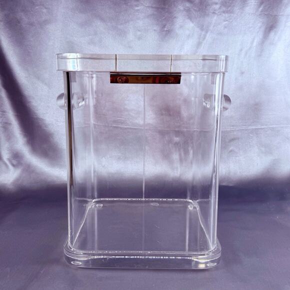 Vintage Wilardy Clear Lucite Ice Bucket Box Hinged Lid MCM Hollywood Regency 10” - Picture 7 of 13